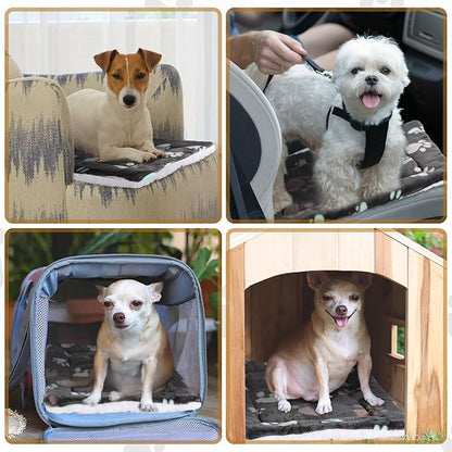 4 Pack Ultra Soft Dog Cat Bed Mat with Cute Prints Reversible Fleece Dog Crate Kennel Pad Cozy Washable Thickened Hamster Guinea Pig Pet Bed Mat for Small Animals(13 x 19 Inches,Black)