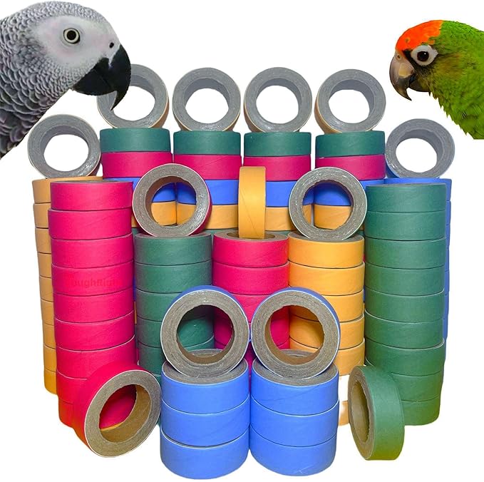 120 Pcs Chew Bagels Bird Toys for Parrots Durable Cardboard BrioChew 0.3in“ Thick Chewing Shredding Foraging Foot for Medium & Large Parrot Amazons Mini Macaws African Greys Cockatoos Eclectus Senegal