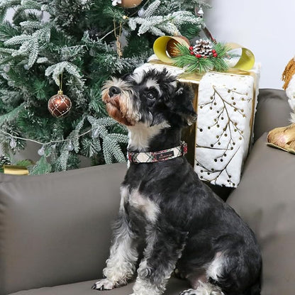 ARING PET Christmas Dog Collar Cute Plaid Dog Collar, Cotton Lightweight Christmas Small Dog Collars Puppy Collar for Small Medium Large Dogs