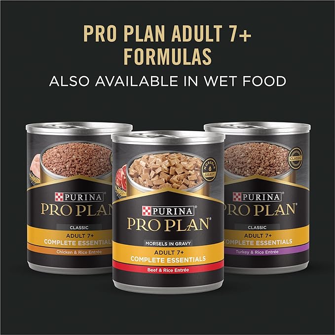 Purina Pro Plan Adult 7 Plus Complete Essentials Shredded Blend Beef and Rice Formula High Protein Dog Food for Senior Dogs - 34 lb. Bag