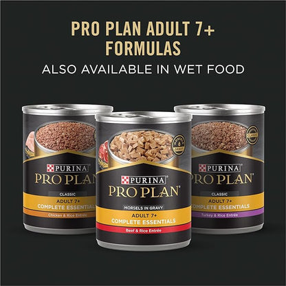 Purina Pro Plan Adult 7 Plus Complete Essentials Shredded Blend Beef and Rice Formula High Protein Dog Food for Senior Dogs - 18 lb. Bag