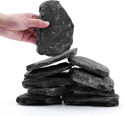 2-4 Inches Natural Slate Rocks 20 PCS Aquarium Stones for Aquascaping, Aquarium Landscaping, Terrariums, Fish Tank Decoration, Vivariums, Paludarium, Reptile and Amphibian Enclosures