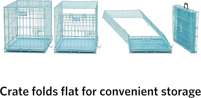MidWest Homes for Pets iCrate Dog Crate Starter Kit | 24-Inch Dog Crate Kit Ideal for Small Dog Breeds (Weighing 13-25 Pounds) || Includes Dog Crate, Pet Bed, 2 Dog Bowls & Dog Crate Cover (Blue)