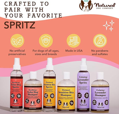 Natural Dog Company Itchy Dog Shampoo, 12 oz., Dog Dry Skin Treatment, Dog Itch Relief, Hypoallergenic, Plant Based Ingredients, Deodorizing Dog Shampoo, Relief from Skin Allergy Symptoms