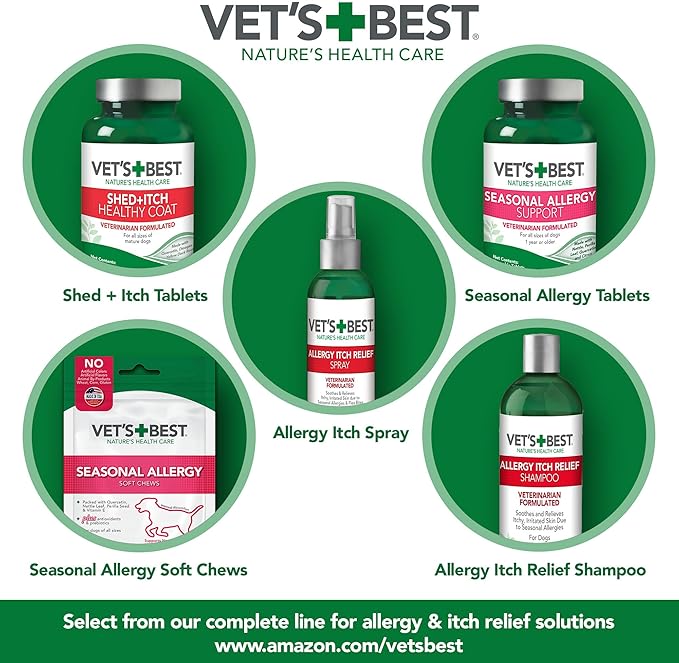 Vet's Best Allergy Itch Relief Dog Shampoo | Cleans and Relieves Discomfort from Seasonal Allergies | Gentle Formula | 16 Oz