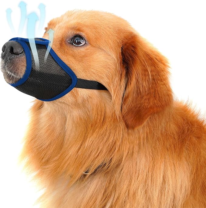 Dog Mouth, Soft Mesh Mouth for Small, Medium and Large Dogs, Anti-biting Barking Chewing, Breathable Drinking Adjustable Cleaning, For German Shepherd Husky Labrador Retriever (Blue) (Medium)
