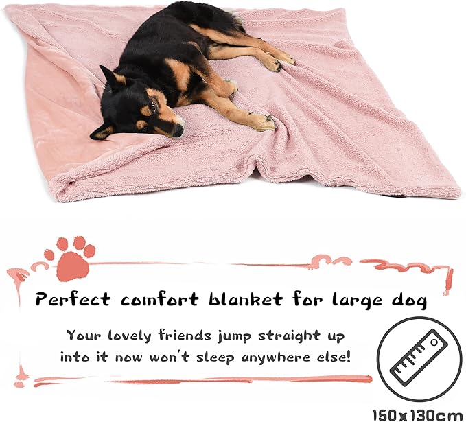 Pink Large Dog Blanket, Super Soft Fluffy Sherpa Fleece Dog Couch Blankets and Throws for Large Medium Small Dogs Puppy Doggy Pet Cats, 50x60 inches