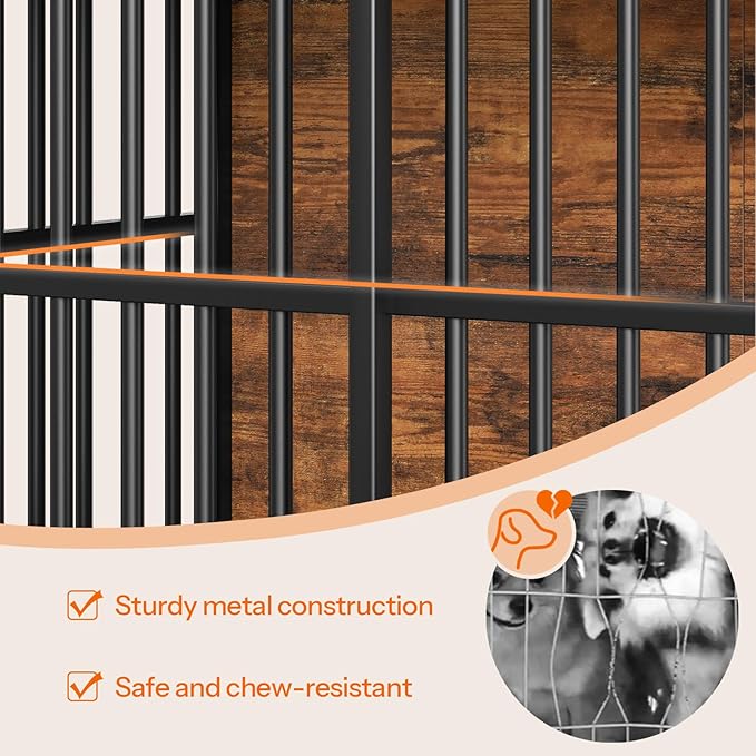 HOOBRO Dog Crate Furniture, 36.6'' Heavy Duty Dog Kennel with Sliding Barn Door, Decorative Dog Crate Indoor, End Side Table for Small/Medium Dog, Rustic Brown and Black BF162GW03G1