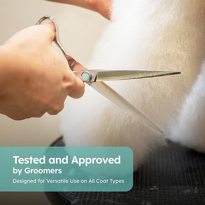 7" Dog Grooming Scissors  Sawtooth Blade, VG10 Stainless Steel for Sharpness, Durability, and Edge Retention, Perfect for Grooming Maltese, Yorkie, Schnauzer