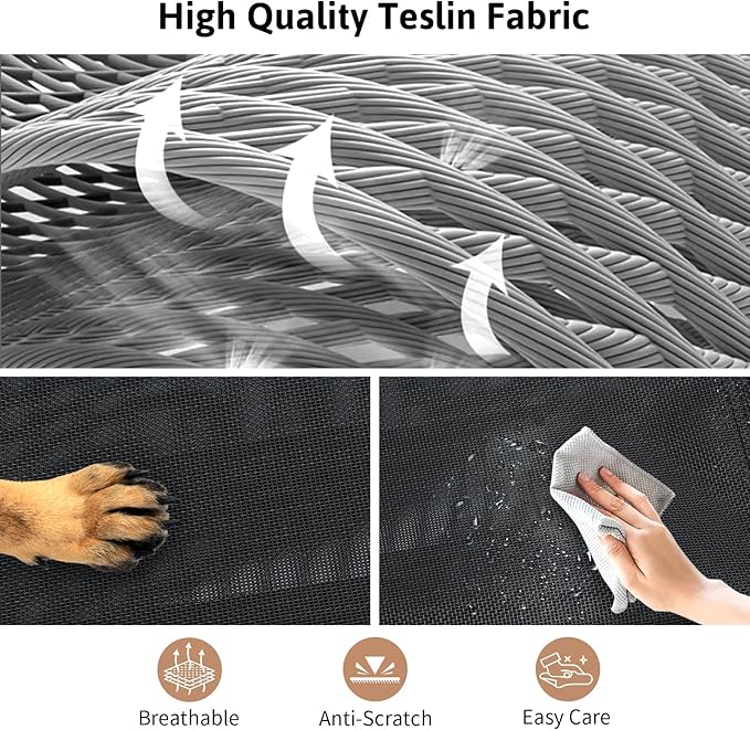 Elevated Dog Bed, Foldable Pet Bed with No Assembly, Cooling Raised Bed with Breathable Mesh, No-Slip Feet Durable Dog Cots Beds for Indoor & Outdoor Use, Black (L:43"x23"x7")