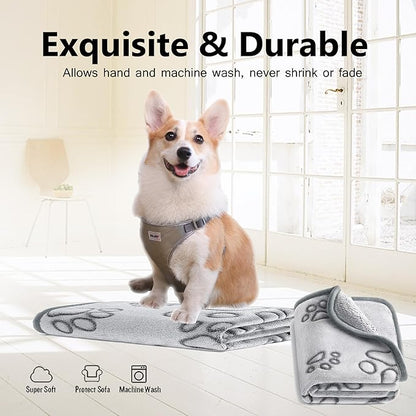 UTTPLL Stuffed-Premium-Dog-Blankets-Flannel Pet Printed Throw Soft Fluffy Fleece Cat Blanket Washable Sleep Mat Kitten Supplies Grey Cute Paw Small