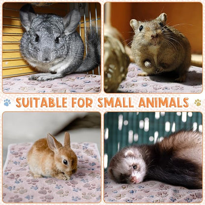 Tatuo 4 Pcs Dog Blanket Pet Puppy Blanket Puppy Teething Toys Paw Print Fleece Blanket for Pet Cat Soft Warm Sleep Mat Guinea Pig Cage Blanket(Small(24 x 16 Inch),Beige)