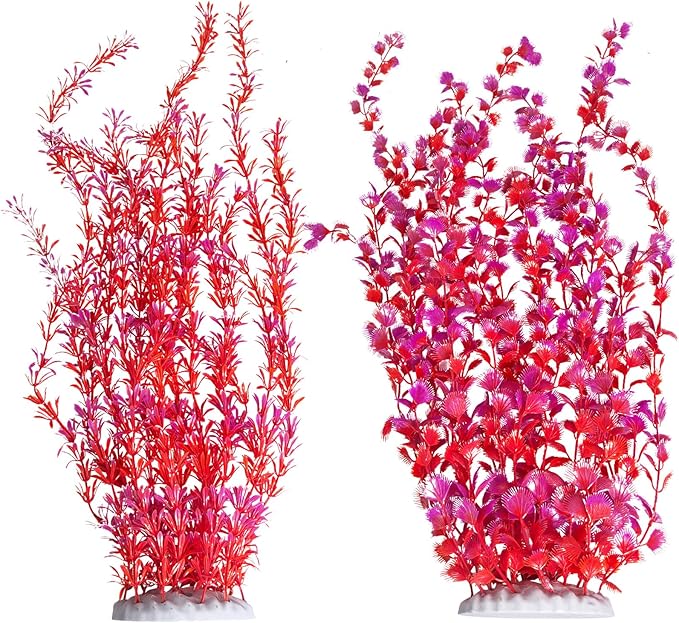 Hamiledyi Aquarium Plastic Plants Aquarium Decor Artificial Fish Tank Plants,Tall Fish Tank Decorations, Extra Large Aquarium Plant 23.6-inch Tall,2PCSï¼_edï¼