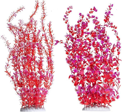 Hamiledyi Aquarium Plastic Plants Aquarium Decor Artificial Fish Tank Plants,Tall Fish Tank Decorations, Extra Large Aquarium Plant 23.6-inch Tall,2PCSï¼_edï¼