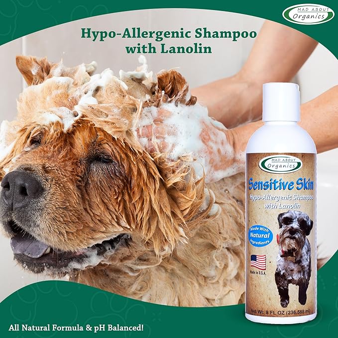 Dog Shampoo for Sensitive Skin - Lanolin-Enriched Formula - pH Balanced to Support Natural Oils - Light Citrus Scent - Suitable for All Dogs - Moisturizes and Softens Coats - 8 oz