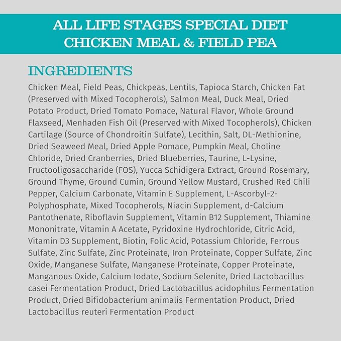 Blackwood Special Diet All Life Stages Dry Dog Food, 30Lb., Chicken Meal & Field Pea Recipe, with Superfood Ingredients, Grain Free Dog Food