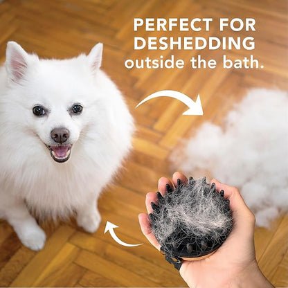 Pride and Groom Bath Brush  Dog Brush with Silicone Teeth & Bamboo Base to Release Debris & Undercoat, Stimulate Natural Skin Oils, Detangle, & Massage in and out of Tub for Healthy Coat