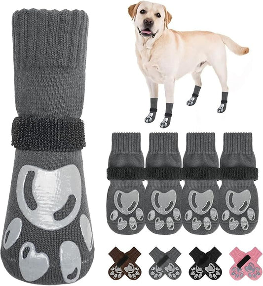 BEAUTYZOO Dog Socks, Non Slip Dog Socks to Prevent Licking Paws -Dog Shoes for Hot/Cold Pavement, Dog Boots & Paw Protectors, Dog Booties for Hardwood Floors, Small Medium Large Senior Dogs