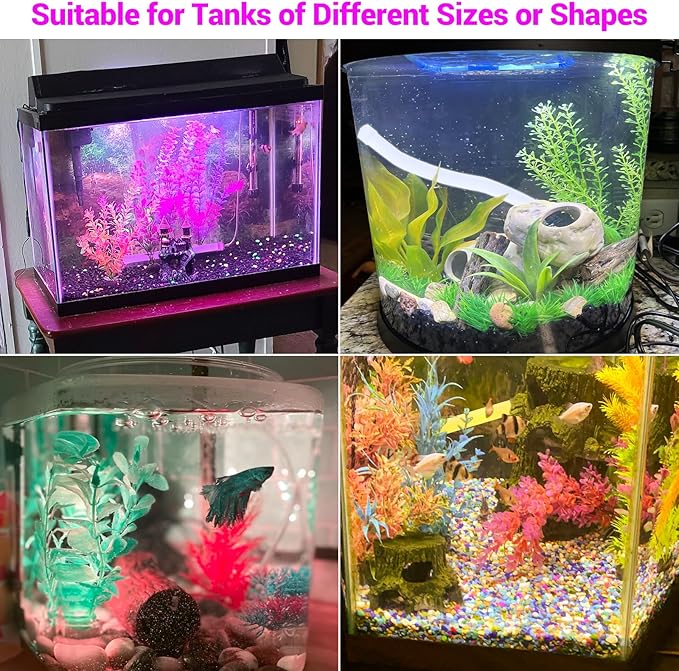 Submersible Fish Tank Aquarium Light: Underwater Fish Tank Light RGB Color Changing Brightness Adjustable - Silicone Led Aquarium Light with Remote and Suction for 20inch Aquarium Decorations