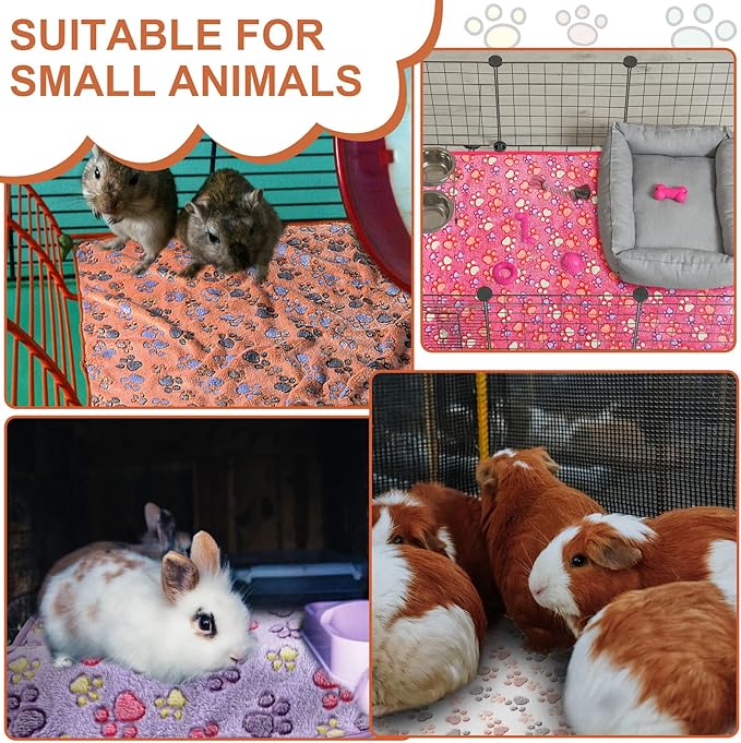 Tatuo 4 Pcs Dog Blanket Pet Puppy Blanket Puppy Teething Toys Paw Print Fleece Blanket for Pet Cat Soft Warm Sleep Mat Guinea Pig Cage Blanket(Midwest (24 x 47 Inch),White, Coffee, Pink, Purple)