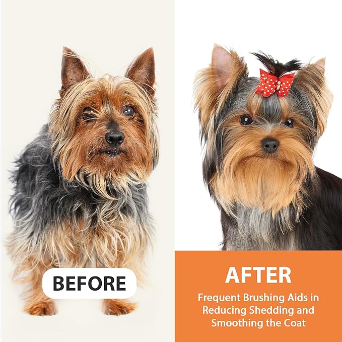 Dog Brush, Pin Brush for Dogs, 27mm Extra Long Pin Brush, Dog Grooming Brush for Shedding, Dog Brush for Long Haired Dogs - Beech Wood Material, Non-Slip Rubber Handle, Round-Tipped Pins