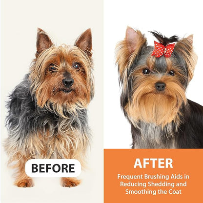 Dog Brush for Long Haired Dogs, 27mm Extra Long Pin Brush for Grooming, Shedding - Beech Wood Material, Non-Slip Rubber Handle, Round-Tipped Pins