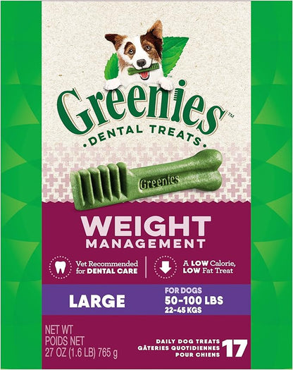 Greenies Weight Management Large Dog Dental Chews Weight Control Dog Treats, 27 oz. Pack (17 Treats)