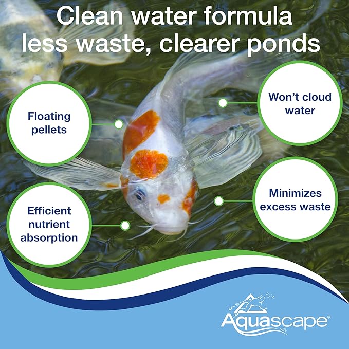 Aquascape Premium Staple Fish Food Pellets for Small to Medium Pond Fish, Medium Pellet, 1.1 Pounds | 98867