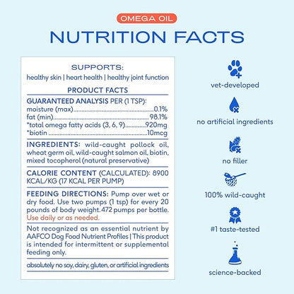 Native Pet Omega 3 Fish Oil for Dogs & Cats - Promotes Healthy Skin, Shiny Coat & Strong Joints - Made with Wild Alaskan Salmon Oil for Dogs  Tasty, Fast-Absorbing Omega 3 6 9 Liquid Supplement-32oz