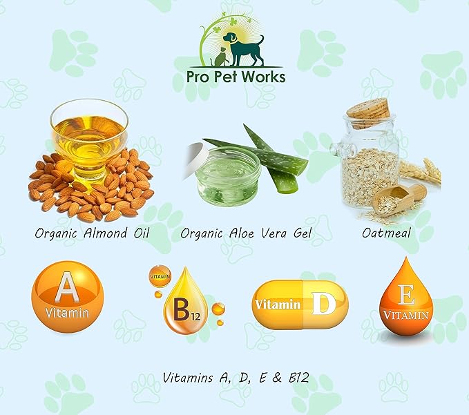 Oatmeal Dog Shampoo & Conditioner 17oz [USA] 5 in 1 Plant-Based Organic Sulfate-Free Soap-Free-Tearless Moisturizer for Dandruff Allergies & Itchy Dry Sensitive Skin-Puppy Grooming [Pro Pet Works]