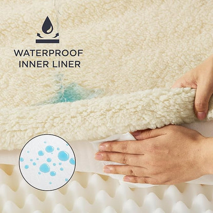 Bedsure Large Dog Bed for Large Dogs  Self Warming Orthopedic Dog Beds with Removable Washable Cover, Egg Foam Pet Bed Mat, Ashen Cream