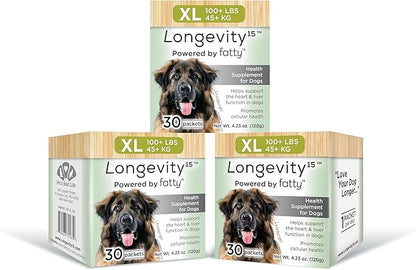 Yummy Combs Longevity15  C15:0  Fatty Acid Health Supplement for Dogs  Healthy Pet Supplies  for Extra Large Dogs, 3 Pack