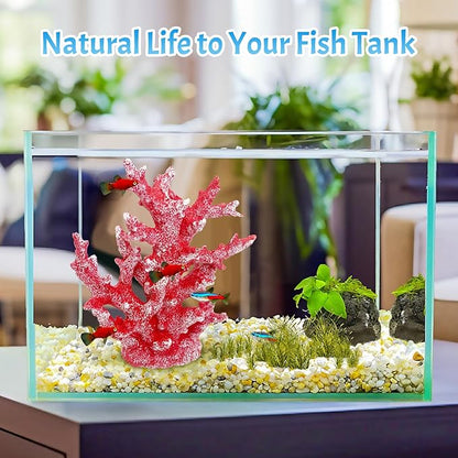 PINVNBY Aquarium Coral Decorations Artificial Coral Reef Decor Resin Fish Tank Plants Ornament Fish Tank Accessories for Aquarium Landscape (Red)
