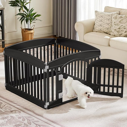 Dog Playpen 4-Panel 24" | Safe & Secure Indoor/Outdoor Pet Fence | Folding & Portable |35 x 35 x 24IN, Ideal for Small to Medium Dogs | Easy to Clean ï¼_lackï¼
