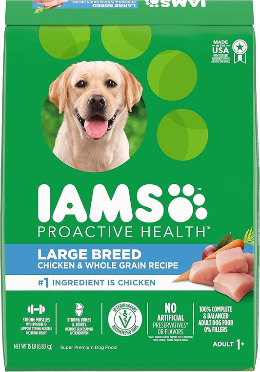 IAMS Proactive Health Large Breed Adult Dry Dog Food with Real Chicken, 15 lb. Bag