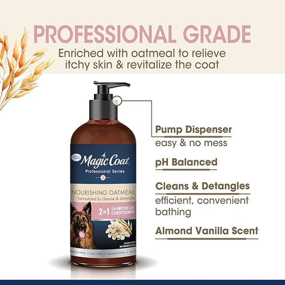 Four Paws Magic Coat Professional Series Nourishing Oatmeal 2 in 1 Dog Shampoo and Conditioner, 16 oz.
