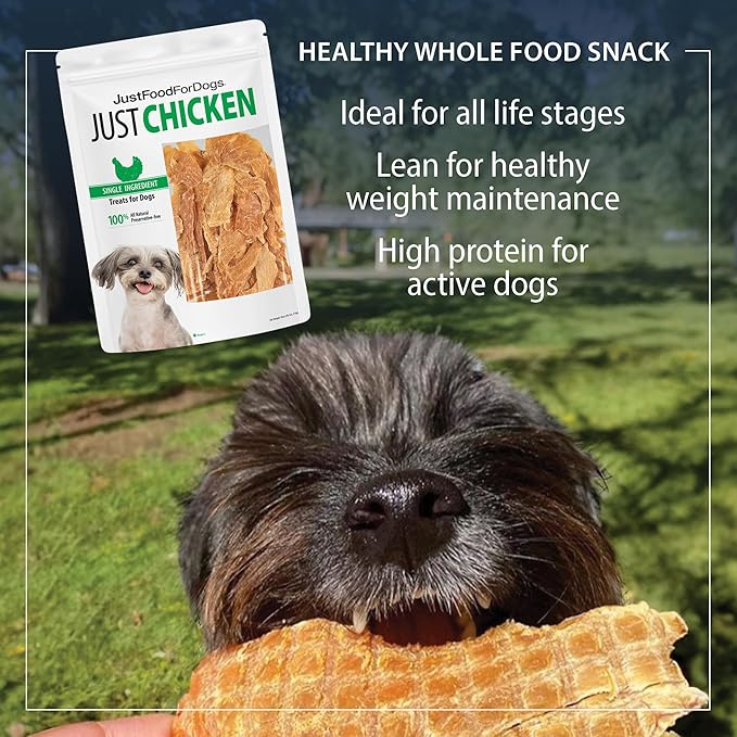 JustFoodForDogs Healthy Dog Treats, Single-Ingredient, Chicken Breast, 5 oz