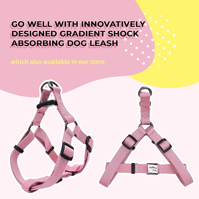 Dog Harness and Leash Set for Large Dogs Rayon Derived from Bamboo 90%, Polyester 10%, No Pull Dog Harness, Step-in Adjustable Dog Leash, Dog Harness and Leash Set for Large Dogs-Pink