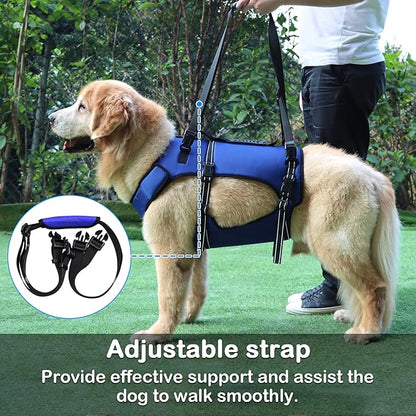 Dog Lift Harness, Full Body Support & Recovery Sling, Pet Rehabilitation Lifts Vest Adjustable Breathable Straps for Old, Disabled, Joint Injuries, Arthritis, Paralysis Dogs Walk (Blue, XXL)
