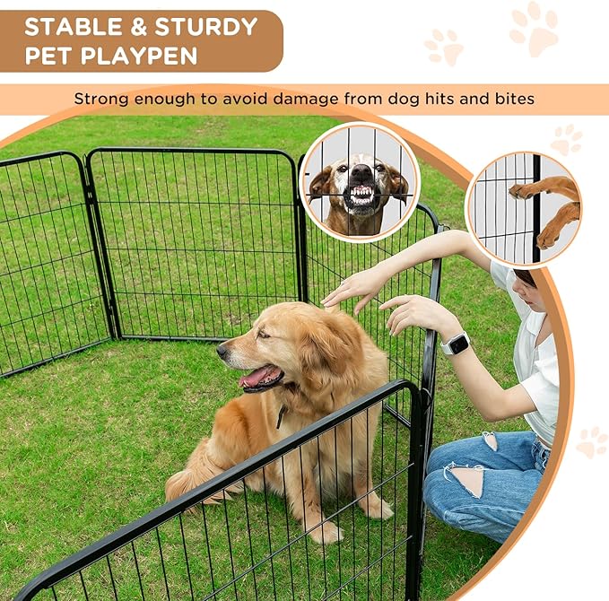 BestPet | Dog Playpen | 40 Inch, 12 Panels | Heavy Duty Metal Pet Exercise Pen | Indoor Outdoor Fence Panels | Rust-Resistant, Removable, Tool-Free Setup | Anti-Skid, Expandable Design