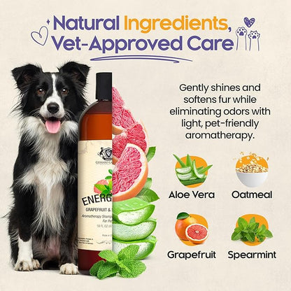 Dog Shampoo and Conditioner Energizing Grapefruit & Spearmint 16 Oz Dog Shampoo Itchy Skin Relief Aromatherapy Dog Shampoo for Smelly Dogs with Aloe Vera & Oatmeal Shampoo for Dogs by Gerrard Larriett