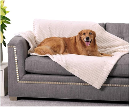 Waterproof Blanket Winter White Dog Blanket for Small Dogs, Washable Double Sided Pet Blanket with Milk Plush and Super Soft Velvet, Pee Proof Calming Dog Blanket for Couch Protection