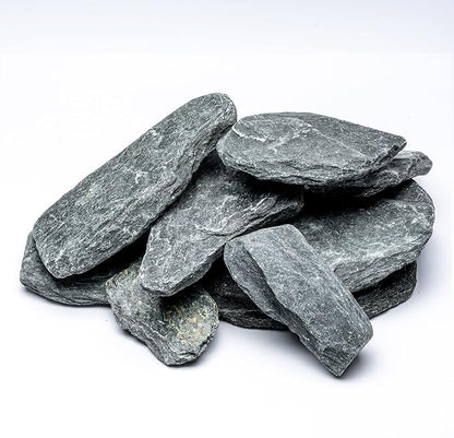 Natural Slate Stone for Aquariums, Fish Tanks, Terrariums, Aquascaping and Amphibian Enclosures, Mix of Large and Medium Size Rocks - by SubstateSource (10 Pounds, Black River)