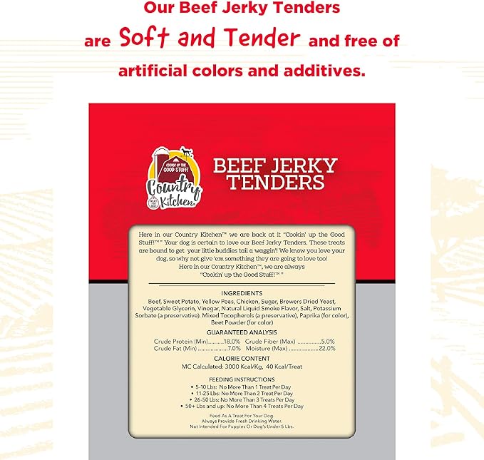 Beef Jerky Tender Dog Treats, High Protein, Low Fat, No Artificial Colors, 16 oz
