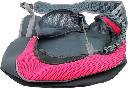 Dog and Cat Sling Carrier, Hands Free Shoulder Pet Dog Carrier, Breathable Mesh Safe Pet Papoose Bag for Puppy Small Dogs Cats, Puppy Carrier Purse with Storage Pocket for Travel(Rose Red)