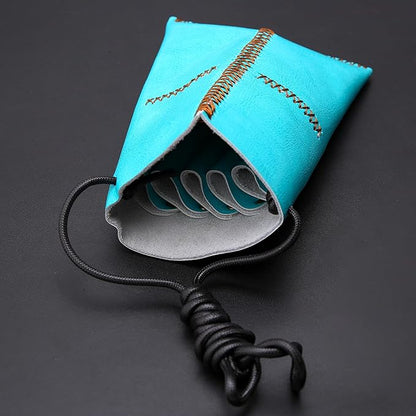 Dog Grooming Scissors Storage Bag: Hand-stitched, Show-quality Head Layer Calf Leather, Holds 5 Pairs of Dog Grooming Scissors Blue