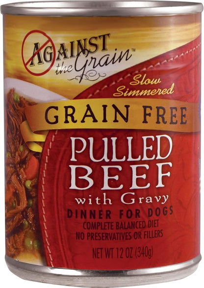 Against the Grain Hand Pulled Beef Canned Dog Food - 12, 12 oz Cans