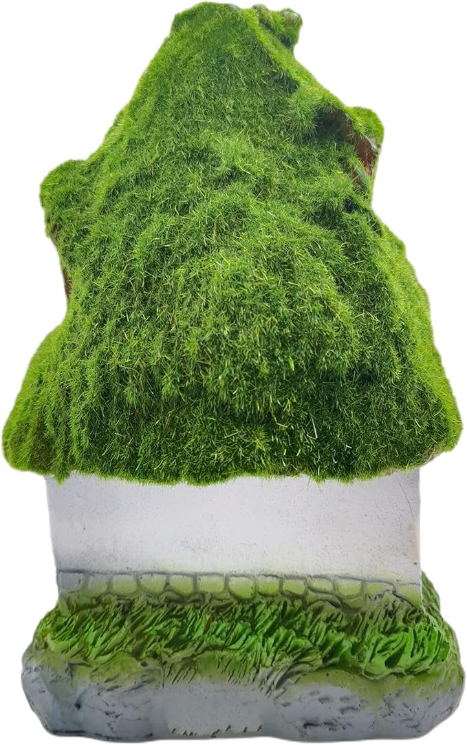 M2cbridge Aquarium Decorations Fish Hideout House Betta Cave with Green Lifelike Moss (Garden Shed)