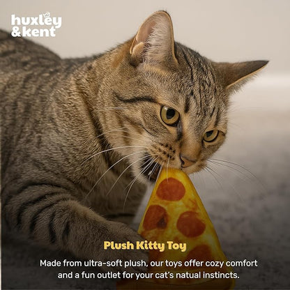 Huxley & Kent Plush Cat Toy - Interactive Catnip Toy for Cats & Kittens - Soft with Crinkle & Catnip - Fun Indoor Play - Pizza