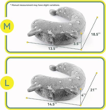 Dog Calming Pillow, Glow in The Dark Dog Put Head on, Soft Question Mark Pillows for Dogs, Kids, Adults, Washable Dog Bed Pillow, Cozy Dog Body Pillow (L Gray)